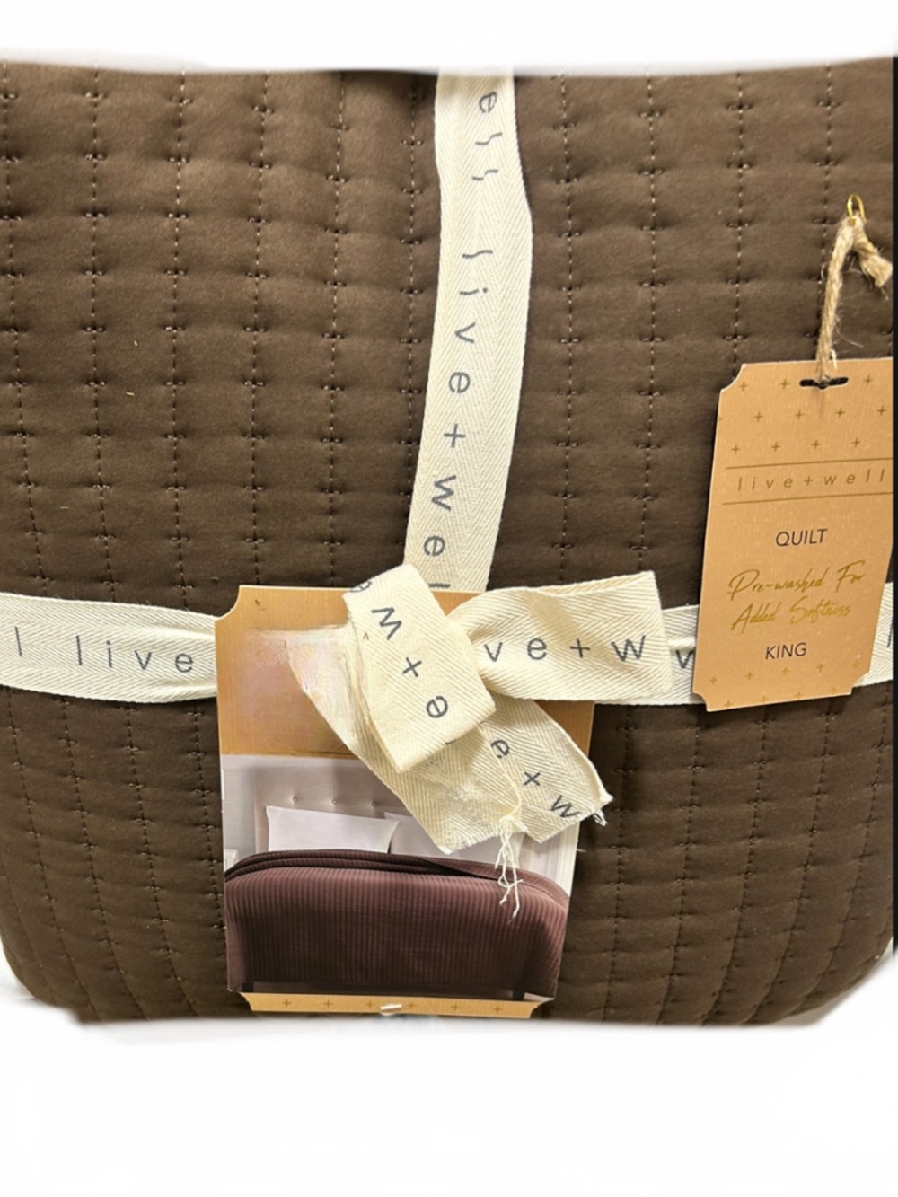 Live Well Cocoa Brown King Quilt 102”x90” NEW with Tags 100% Polyester